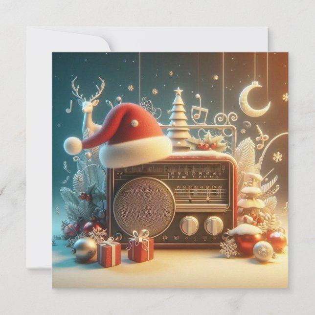 carte de vacances plate vintage rouge radio (Devant)