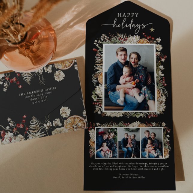 Carte de vacances pliable en trois noire (Black Trifold Christmas Card
)