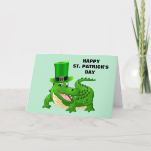 Carte de vacances pliée alligator Saint-Patrick