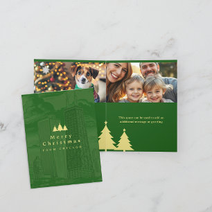 Carte de vacances pliée avec photo de décorations
