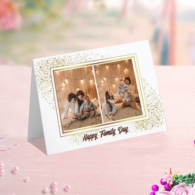 Carte de vacances pliée avec photos de famille élé (Créateur téléchargé)