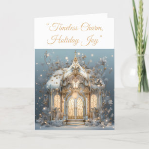 Carte de vacances pliée - Bleu et or Xmas Elegance