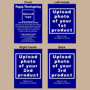 Carte de vacances pliée bleu Thanksgiving Business