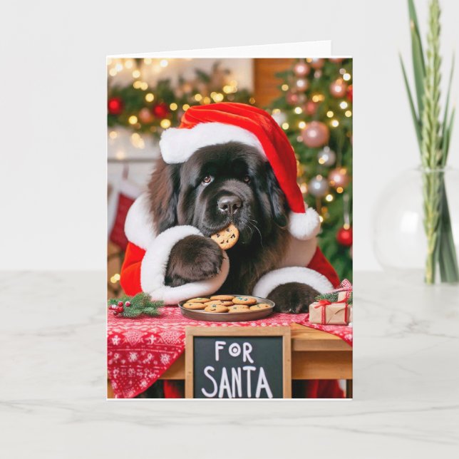 Carte de vacances pliée de 5" x 7" Père Noël Cooki (Devant)