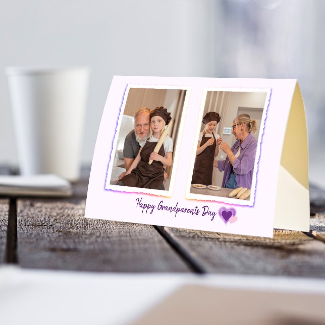 Carte de vacances pliée de la photo grand-parents (Créateur téléchargé)