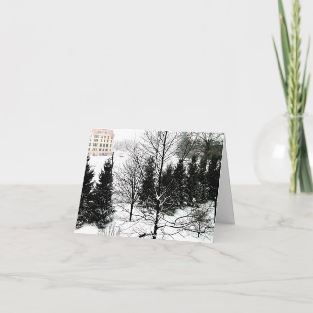 Carte de vacances pliée de la scène d'hiver (Devant)