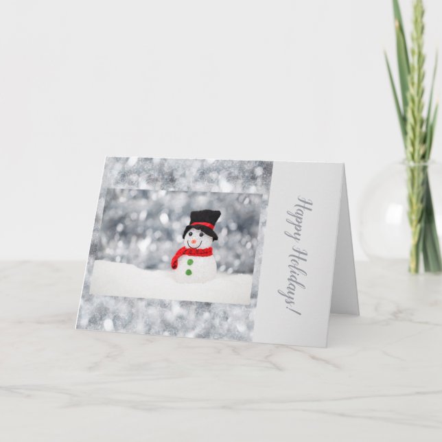 Carte de vacances pliée de Noël Snowman (Devant)