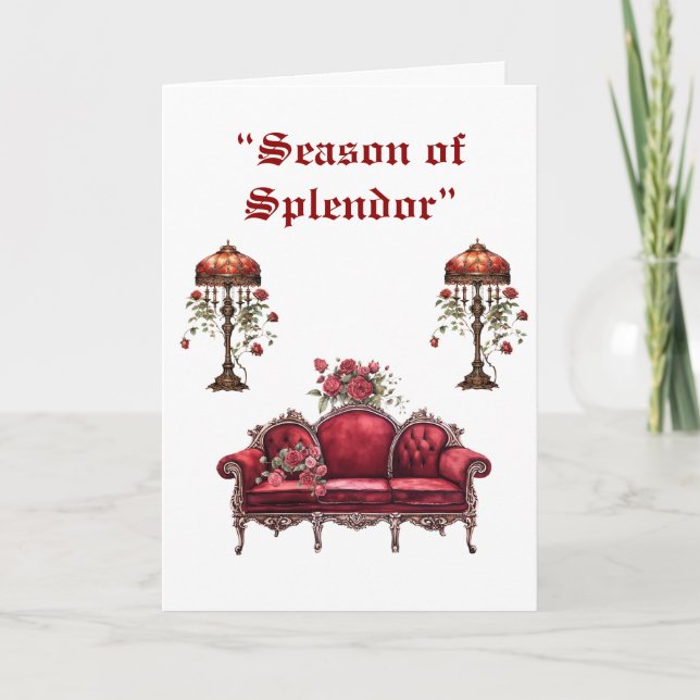 Carte de vacances pliée-Élégant Noël victorien (Devant)