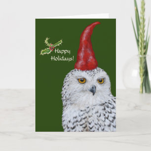 Carte de vacances pliée Gnome chouette