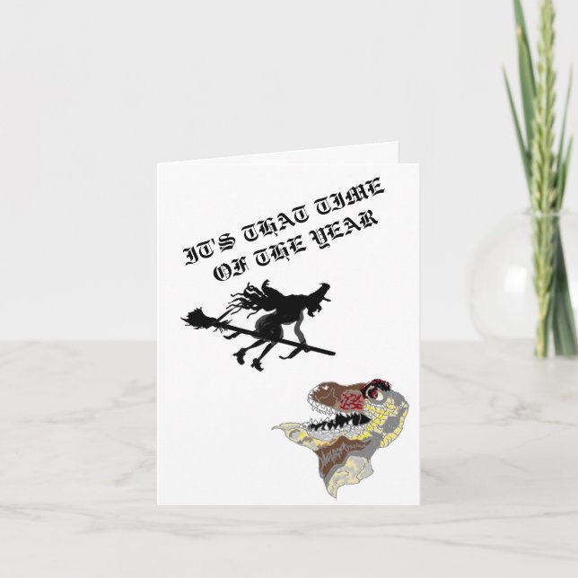 Carte de vacances pliée : Halloween dinosaure (Devant)