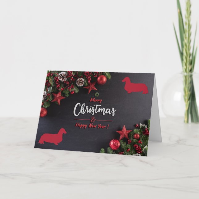 Carte de vacances pliée Longhair Dachshund (Devant)