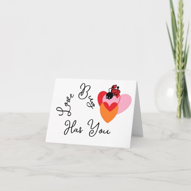 Carte de vacances pliée : Love Bug Valentine (Devant)