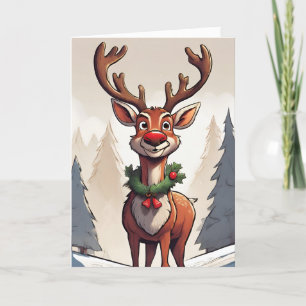 Carte de vacances pliée Rudolph Retro Concept Art