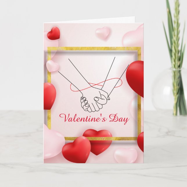 Carte de vacances pliée Saint-Valentin amour rose (Devant)