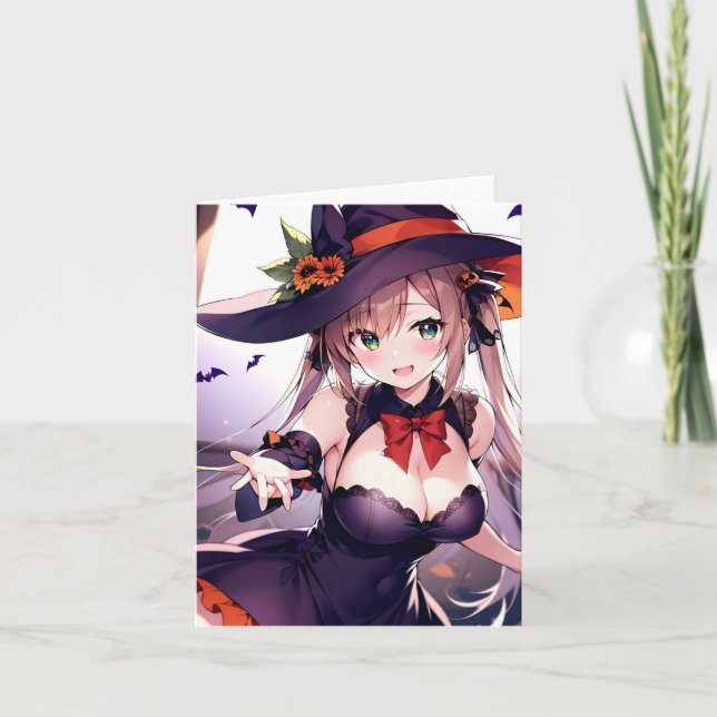 Carte de vacances pliée U Halloween Anime (Devant)