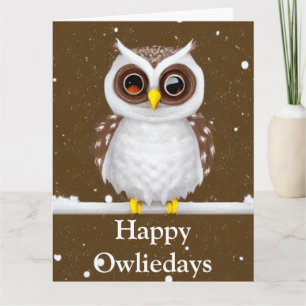 Carte de vacances pliée Vintage Snow Owl