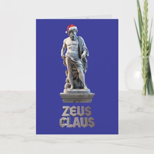 Carte de vacances pliée Zeus Claus (Devant)
