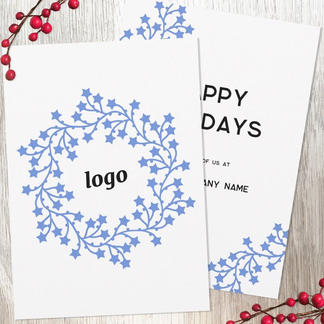 Carte de vacances pour affaires Star Wreath Logo (Logo wreath business promotional holiday card)