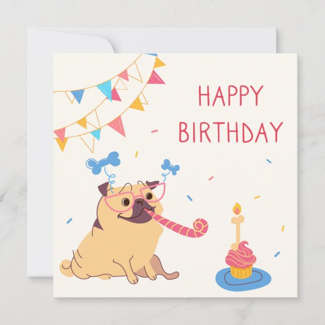 Carte de vacances pour Carlin d'anniversaire (Devant)