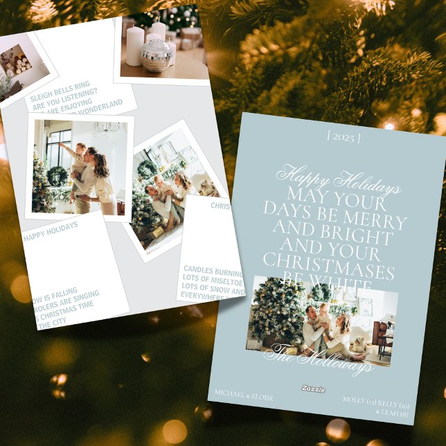 Carte de vacances pour famille de photo bleu moder (Spread holiday cheer with modern flair! )