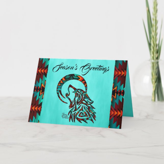 Carte de vacances pour loup tribal (Devant)