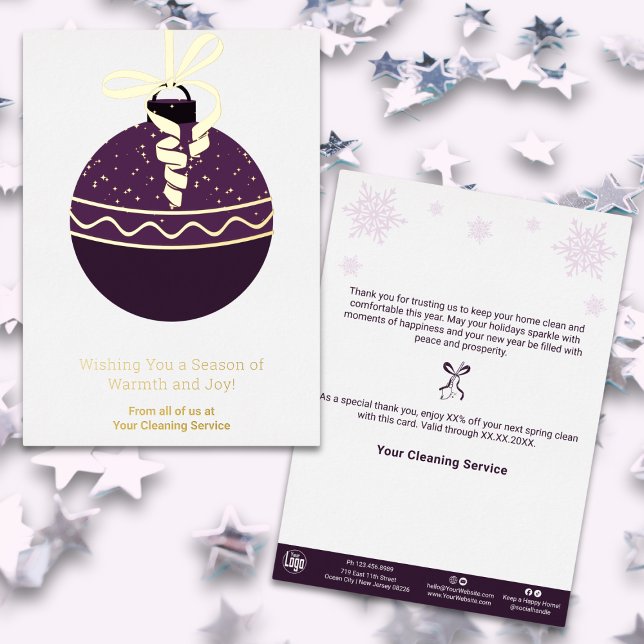 Carte de vacances pour ornement d'arbre de Noël po (Purple Christmas Tree Ornament Foil Holiday Card)