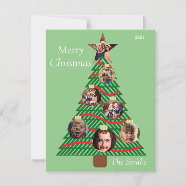 Carte de vacances pour ornement de Noël en famille (Devant)