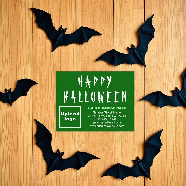 Carte de vacances pour petits appartements verts (Green Halloween business flat holiday card)