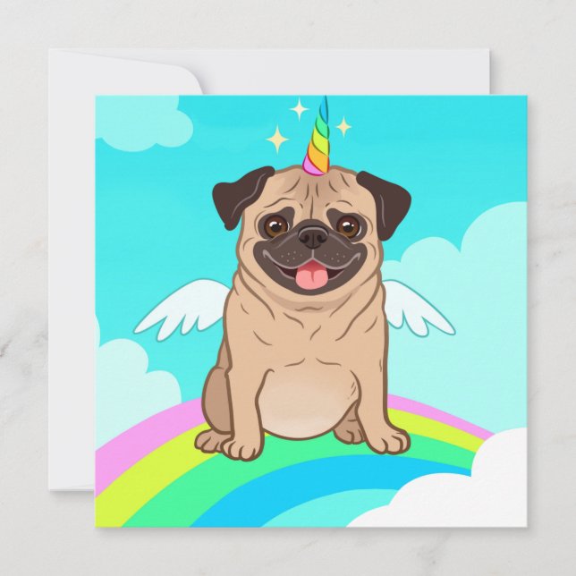 Carte de vacances Pug Licorne (Devant)