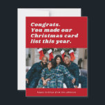 Carte de vacances Red Funny Sarcastic<br><div class="desc">Envoyez cette carte de vacances simple et minimaliste avec un message de vacances humoristique. Le texte est facile à customiser pour s'adapter à votre photo préférée.</div>