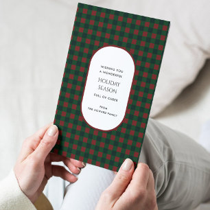Carte de vacances Red Green Buffalo Plaid Typograp