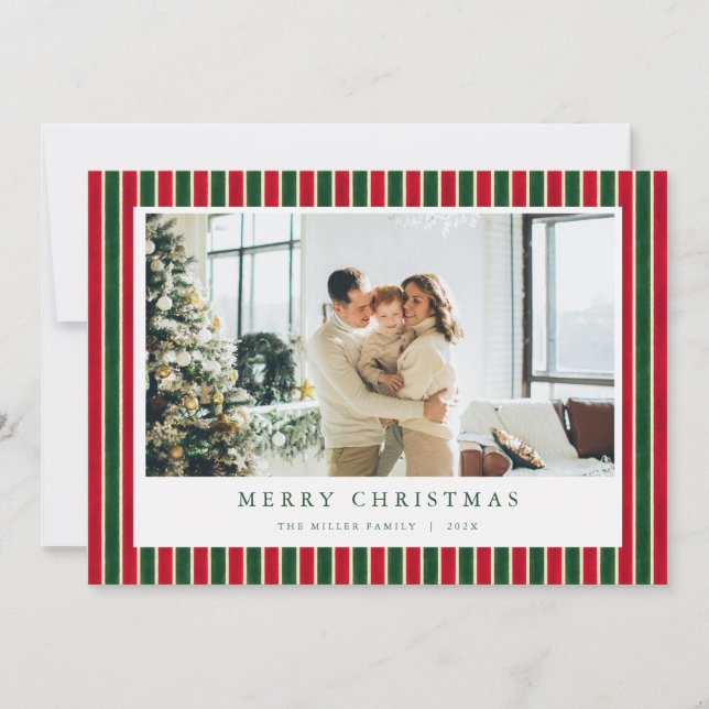 Carte de vacances Red Green Christmas Plaid Photo (Devant)