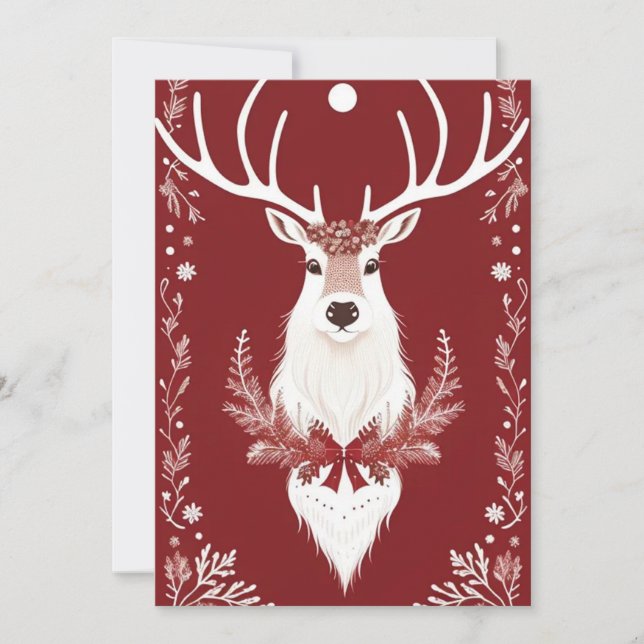 Carte de vacances Reindeer Blanc Plat (Devant)