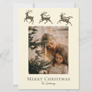 Carte de vacances Reindeer de Père Noël Rustic Pla