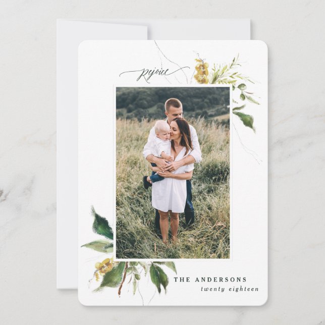 Carte de vacances Rejoice peinte florale photo (Devant)