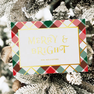 Carte de vacances Retro Plaid Merry & Bright Golf