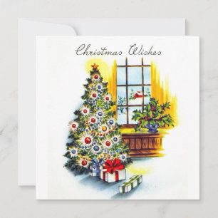 Carte de vacances Retro Vintage Christmas Tree Win