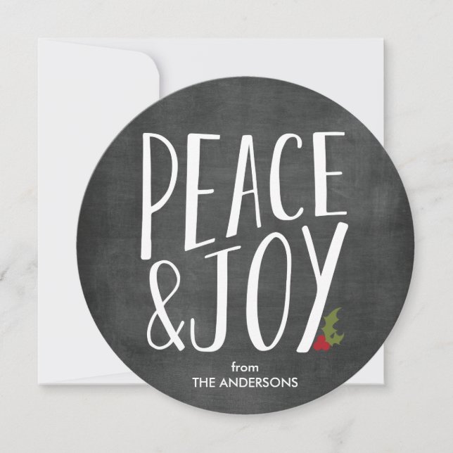 Carte de vacances ronde Peace & Joy Chalkboard (Devant)