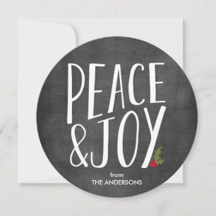 Carte de vacances ronde Peace & Joy Chalkboard