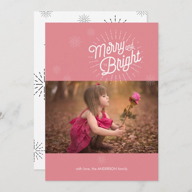 Carte de vacances rose Starburst 1 Photo (Devant / Derrière)