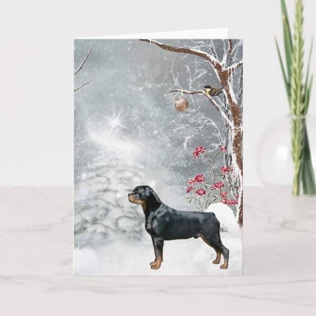 Carte de vacances Rottweiler Winter Wonderland (Devant)