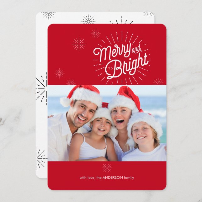 Carte de vacances rouge photo Starburst 1 (Devant / Derrière)