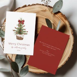 Carte de vacances Russe Red Bow Christmas Tree Fam