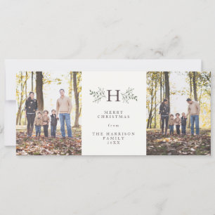 Carte de vacances rustique avec monogramme et deux