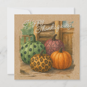 Carte de vacances Rustique Colorée Automne Citroui