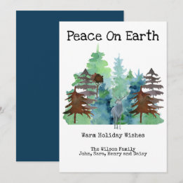 Carte de vacances Rustique Deer Pine Tree en plein