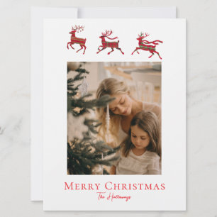 Carte de vacances Rustique Red Green Plaid Reindee