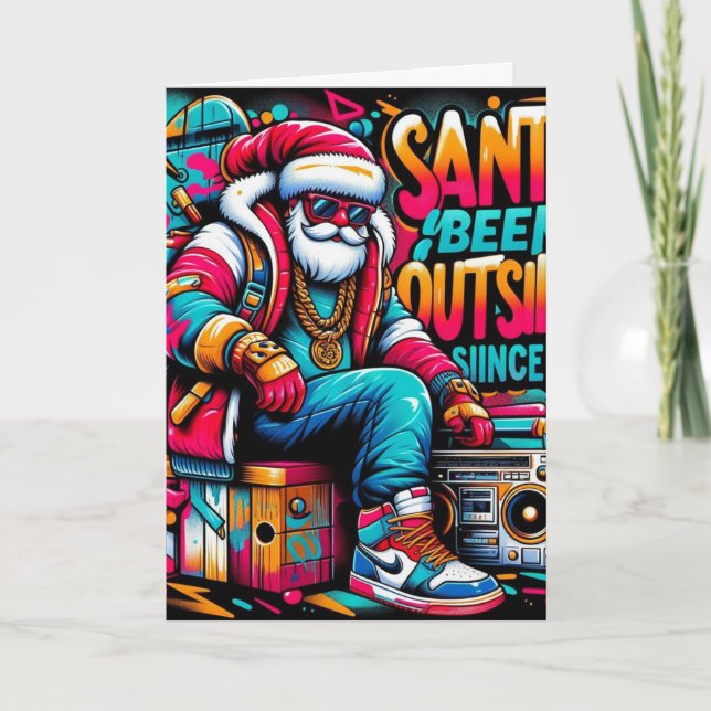 Carte de vacances Santa a été à l'extérieur (Devant)