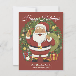 Carte de vacances Santa Claus Wreath Flat