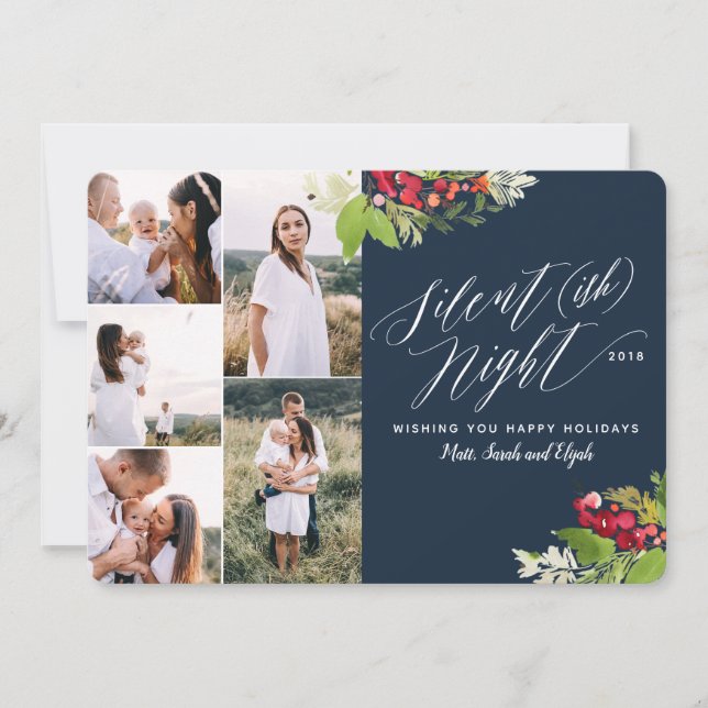 Carte de vacances Silent (ish) nuit multi photo. (Devant)